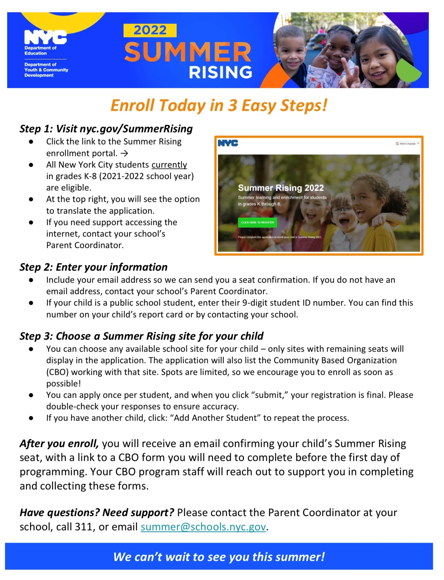 » Summer Rising 2022 Updates Chancellor's Parent Advisory Council