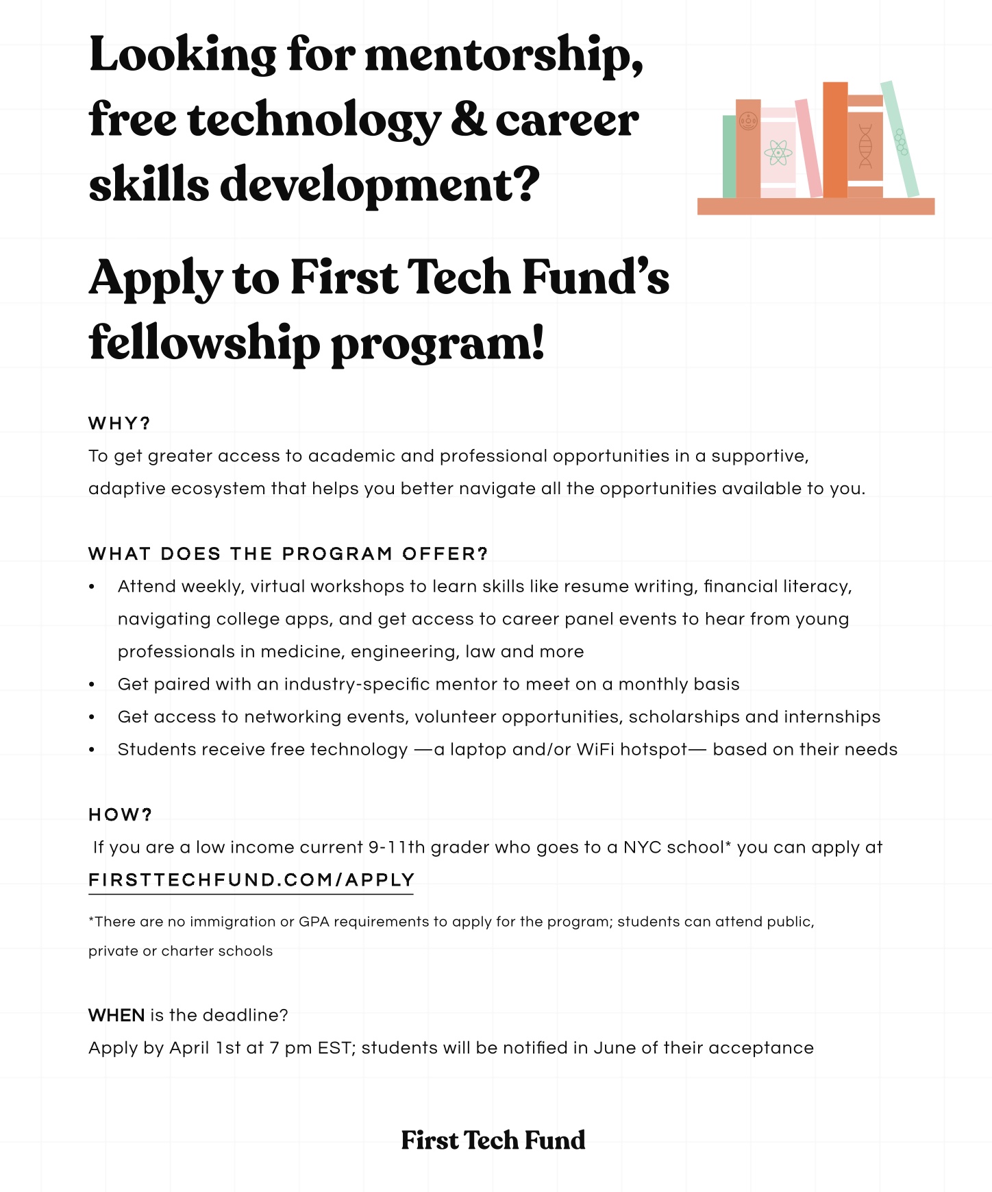 » First Tech Fund – Free virtual high school fellowship program with ...
