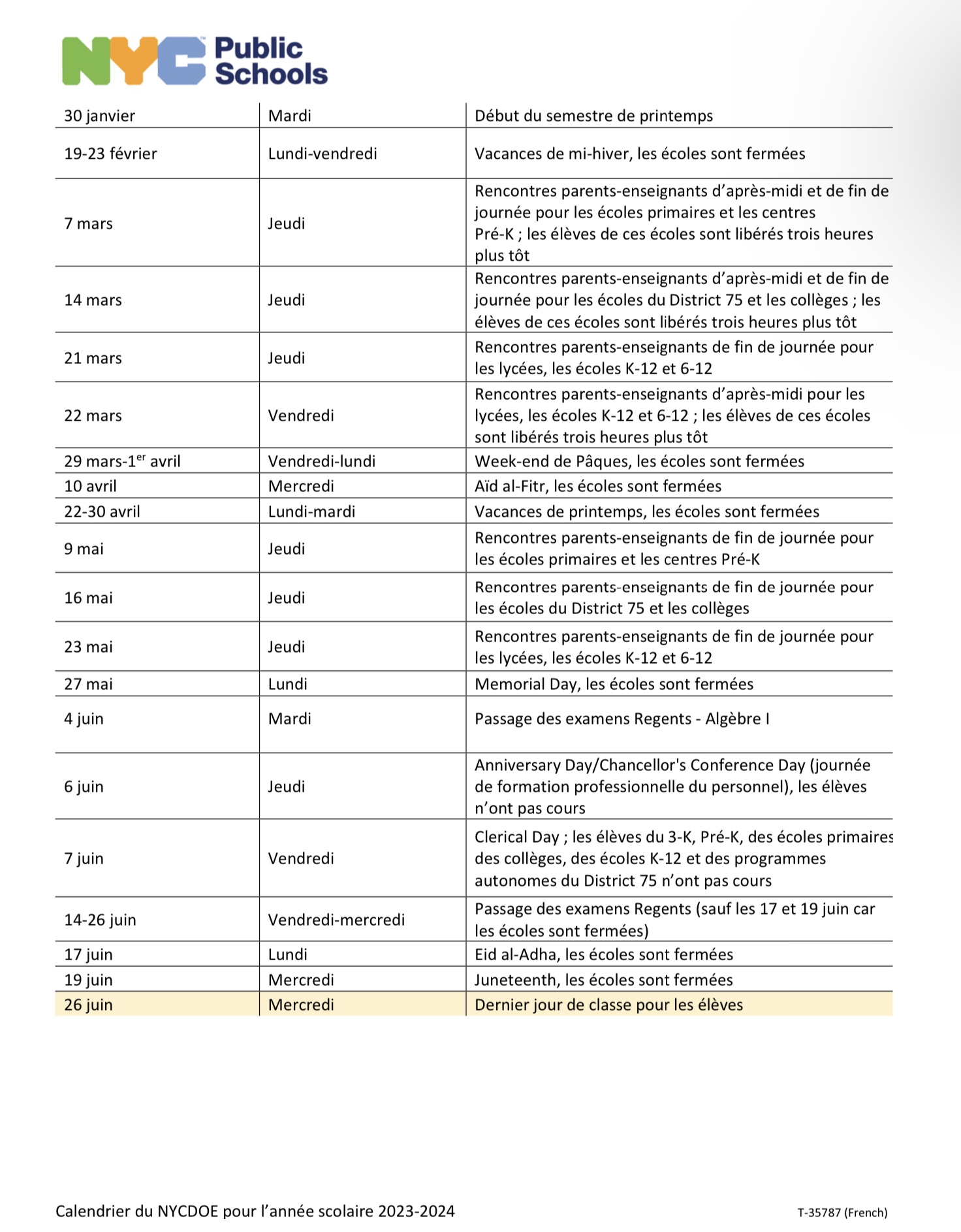» NYC Public Schools’ 20232024 Calendar Chancellor's Parent Advisory