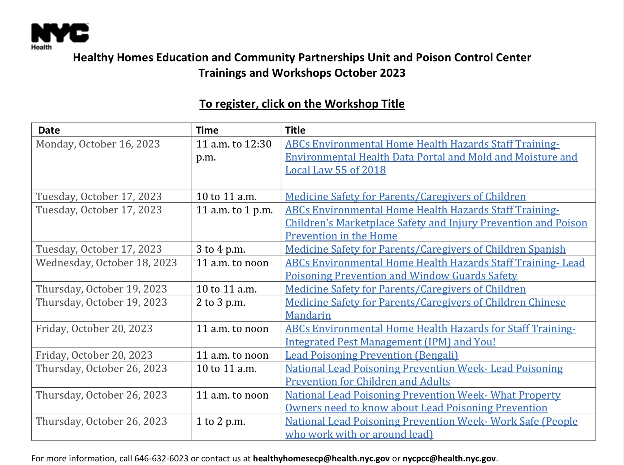 » OCT. 2023 NYC Health Dept’s Education & Community Partnerships