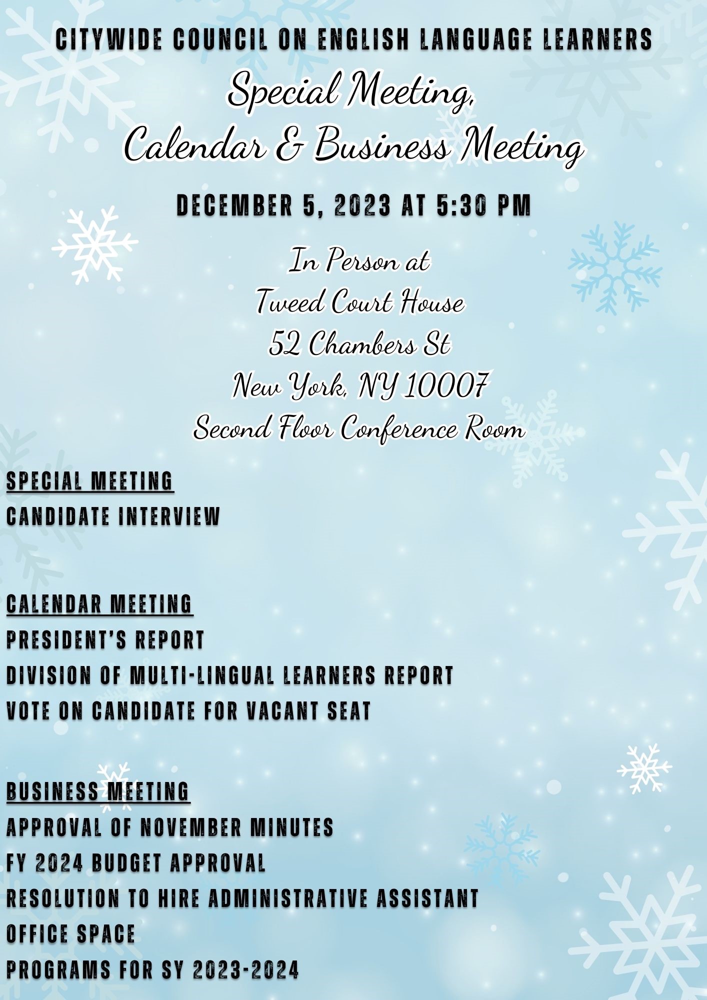 Ccell December 5th Calendar Business Meeting Chancellor S Parent Ccell December 5th Calendar Business Meeting Chancellor S Parent